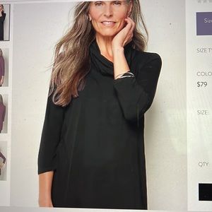 J Jill  Draped Cowl-neck Tunic XS Black